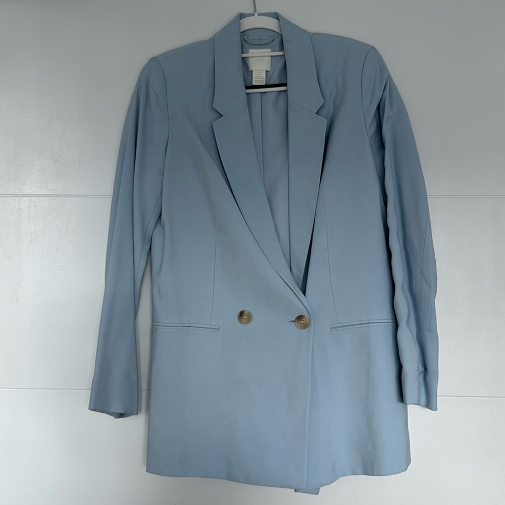 H&M Baby Blue Double Breaster Blazer